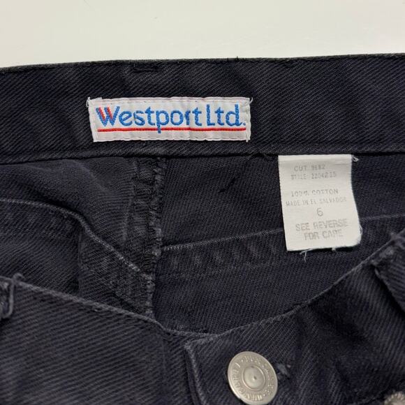 Vintage Black High Waist Denim Mom Shorts Westport Ltd Women’s Waist 26 x 6.5" - Picture 3 of 6